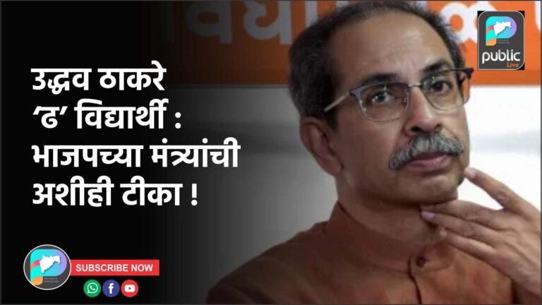 उद्धव ठाकरे ‘ढ’ विद्यार्थी : भाजपच्या मंत्र्यांची अशीही टीका !
