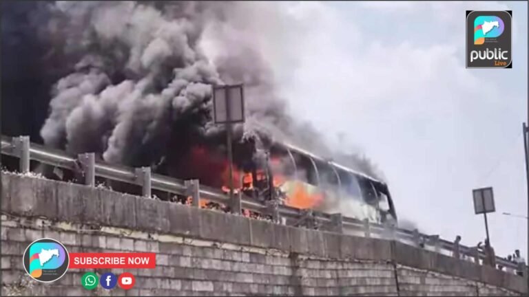 भीषण आगीत बस पूर्णत: जळून खाक !