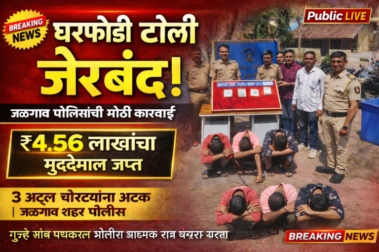 जळगाव शहरात घरफोडी टोळी जेरबंद; लाखोंचा मुद्देमाल जप्त