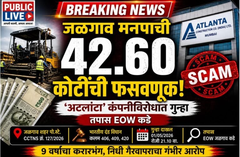 जळगाव मनपाची ४२.६० कोटींची फसवणूक; ‘अटलांटा’ कंपनीविरोधात गुन्हा, तपास EOW कडे