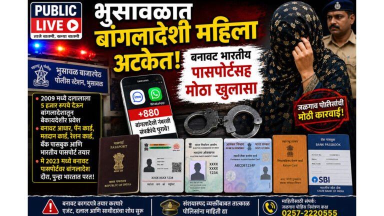 “भुसावळात बांगलादेशी महिला अटकेत! बनावट भारतीय पासपोर्टसह मोठा खुलासा”