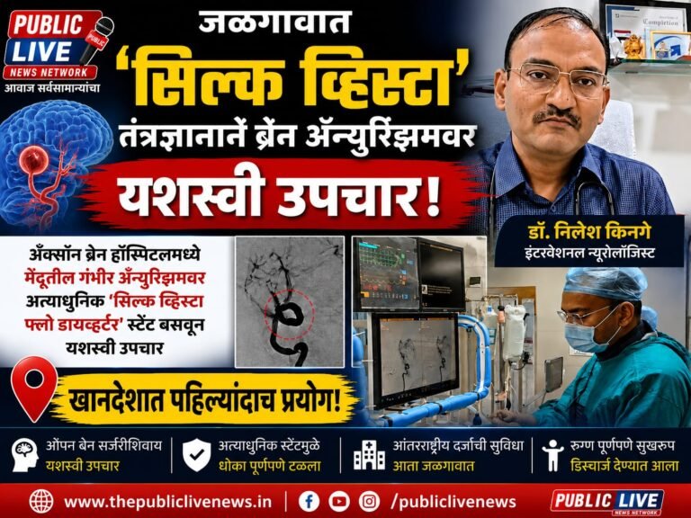 जळगावात ‘सिल्क व्हिस्टा’ तंत्रज्ञानाने ब्रेन अँन्युरिझमवर यशस्वी उपचार; खानदेशात पहिलाच प्रयोग