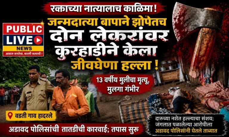 रक्ताच्या नात्यालाच काळिमा! वडती गावात जन्मदात्या बापाने झोपेतच दोन लेकरांवर कुऱ्हाडीने केला जीवघेणा हल्ला; १३ वर्षीय मुलीचा मृत्यू, मुलगा गंभीर